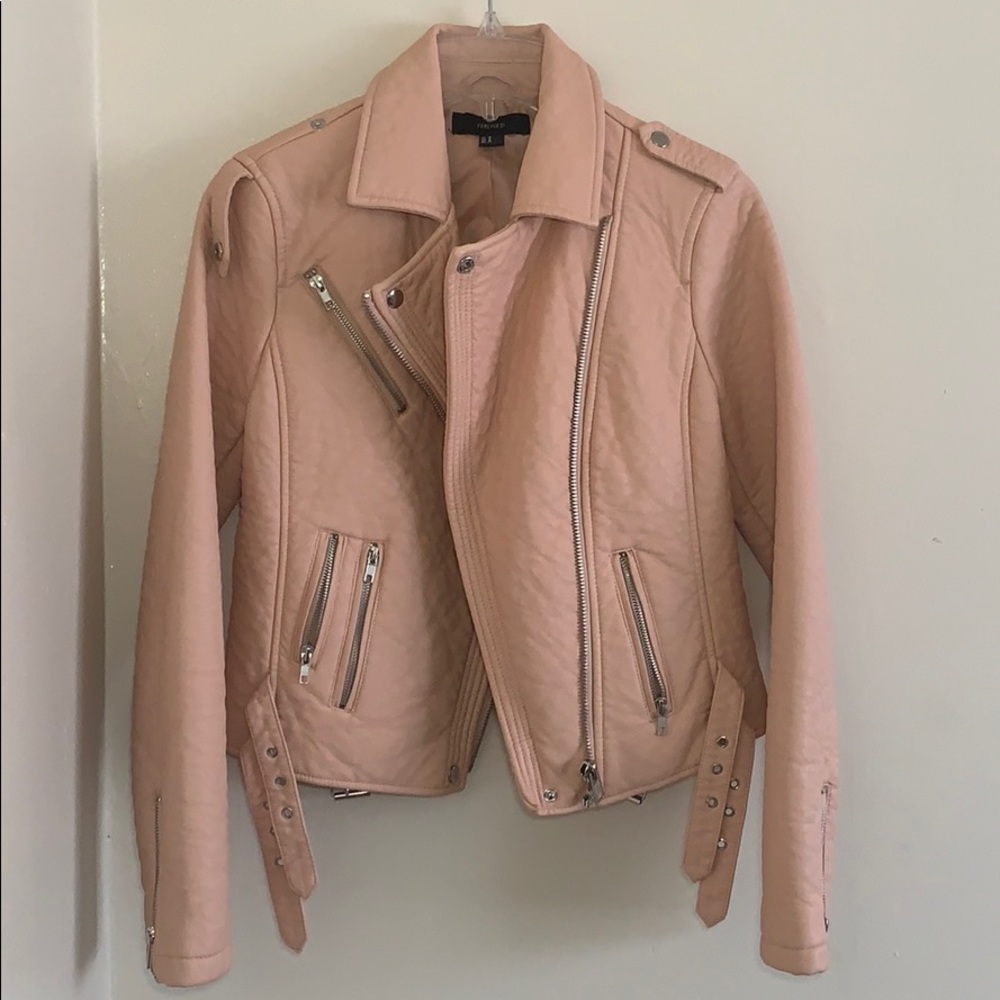 Forever 21 moto pink faux leather jacket